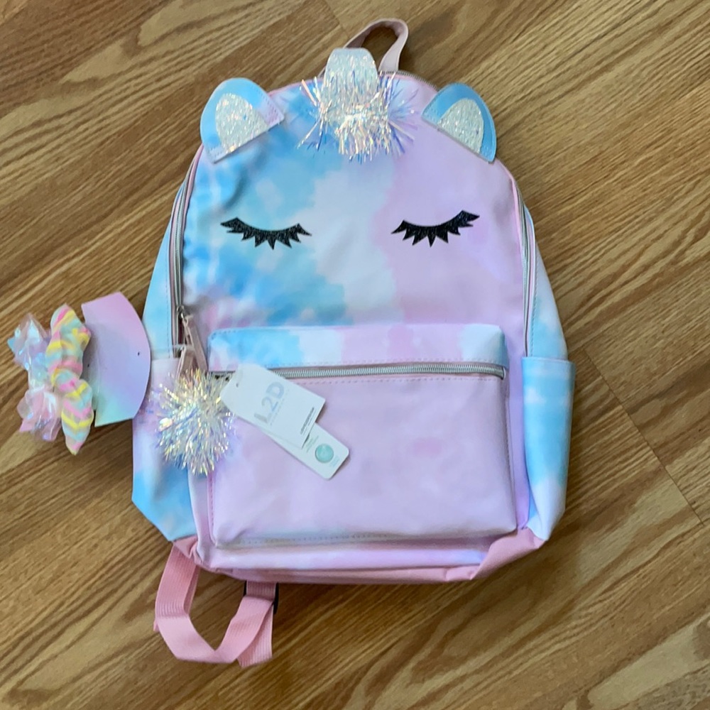 Girl Tie-Dye Unicorn Backpack With Hair Accessories - Picture 2 of 6